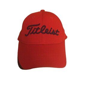 Titleist Red Golf Cap S/M Titleist Logo Embroidered Adjustable Fit Comfortable L